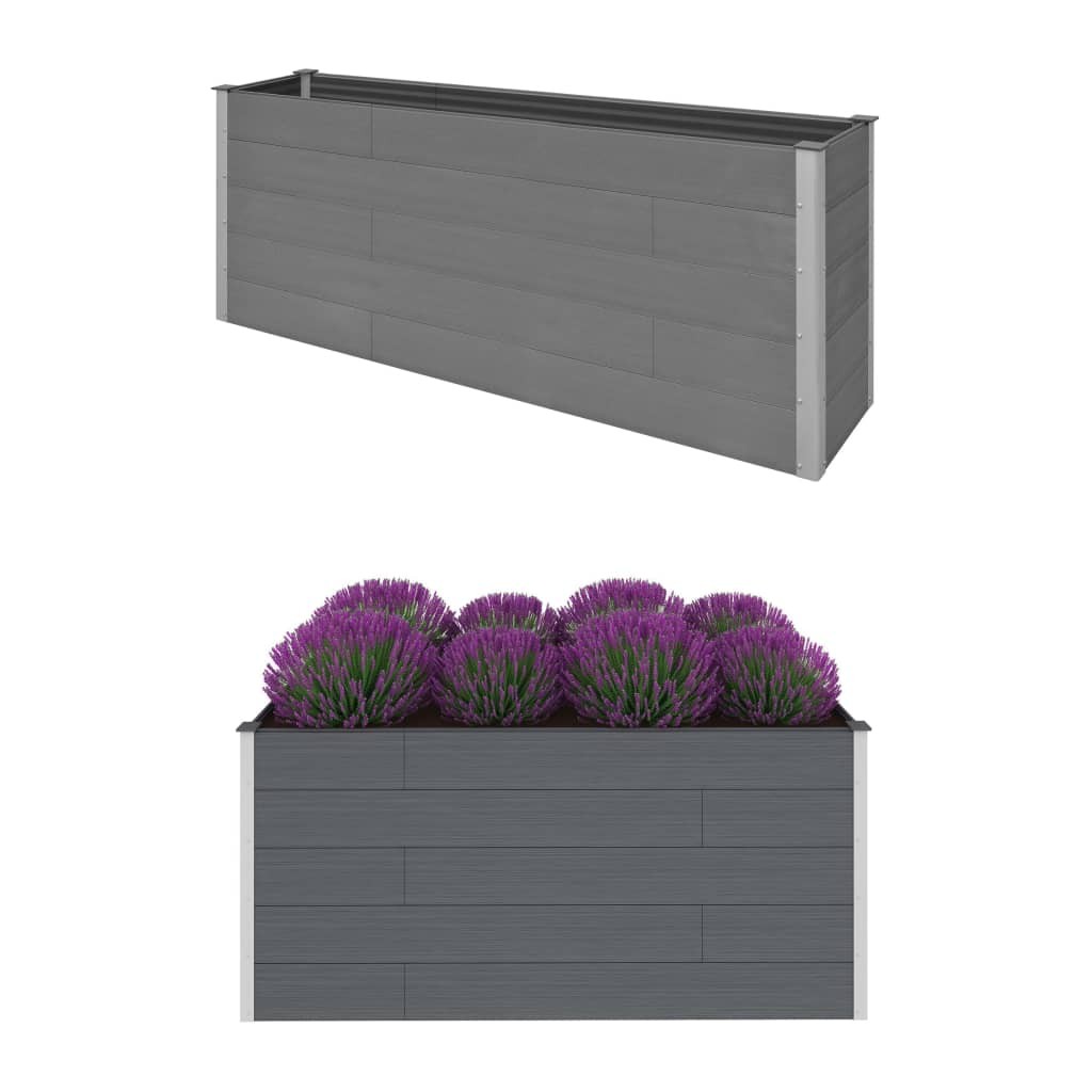 Garden Raised Bed Grey 200x50x91 cm WPC